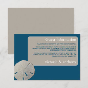 Carte D'accompagnement Sand dollar, Ocean Blue Beach Wedding Détail