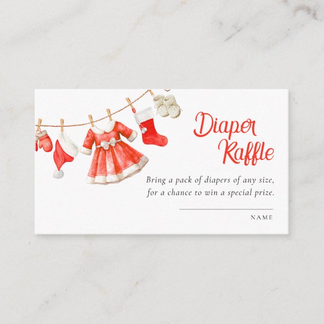 Carte D'accompagnement Santa Baby Shower Girl Diaper Raffle (Devant)