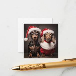 Carte D'accompagnement Santa Claus Dachshund Twins