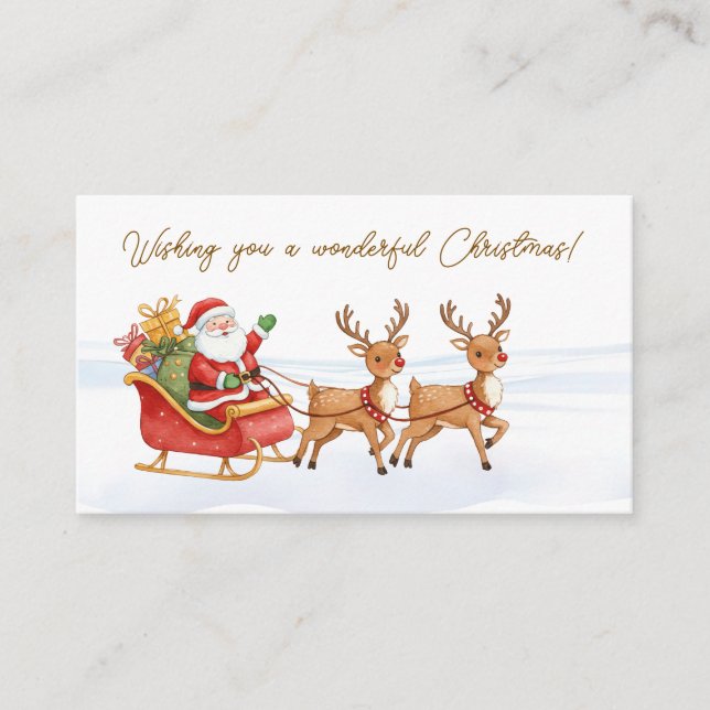 Carte D'accompagnement Santa Reindeers Christmas  (Devant)