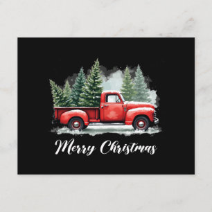 Carte D'accompagnement Sapin de Noël joyeux camion rouge
