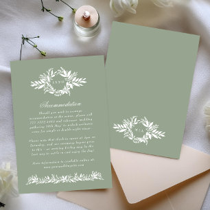 Carte D'accompagnement sauge verte feuillu classique couronne mariage inf