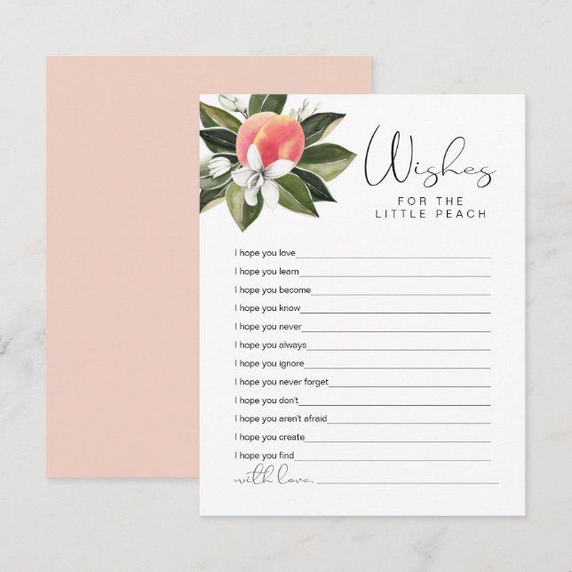 Carte D'accompagnement SAVANNAH Little Peach Wings for Baby shower Game (Devant / Derrière)