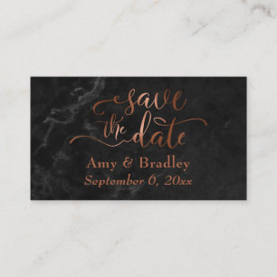 Carte D'accompagnement Save the date Script de cuivre sur marbre noir