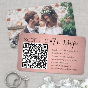 Carte D'accompagnement Scan Me QR RSVP Rose Rose Rose Gold Mariage photo
