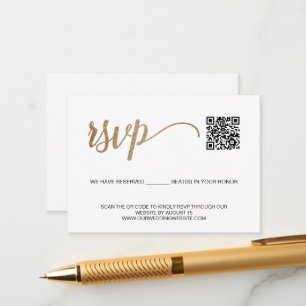 Carte D'accompagnement SCAN QR code Simple Gold RSVP avec sièges réservés