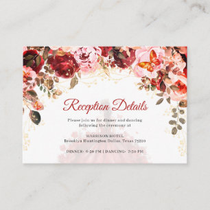 Carte D'accompagnement Scarlet Floral Quinceañera Détails de la réception