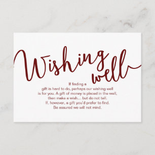Carte D'accompagnement Scénario Bourgogne rustique, Mariage Wishing Well