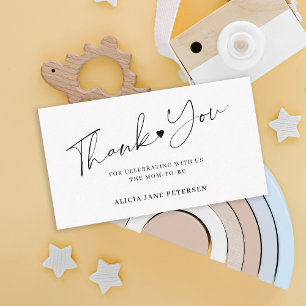 Carte D'accompagnement Scénario de baby shower budget merci blanc noir