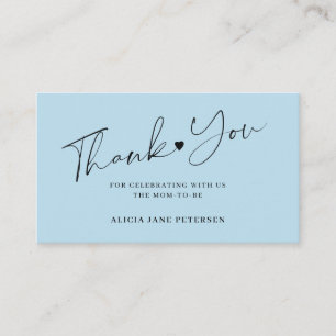 Carte D'accompagnement Scénario de baby shower budget merci bleu