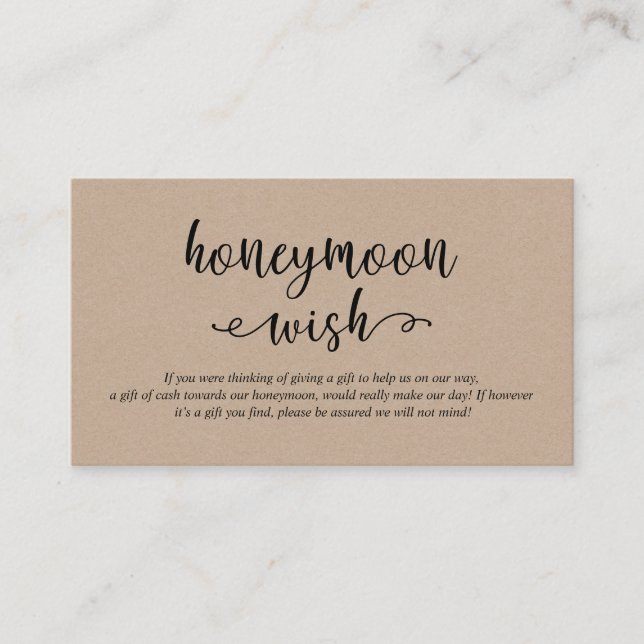 Carte D'accompagnement Scénario noir kraft rustique, Chance lune de miel  (Devant)