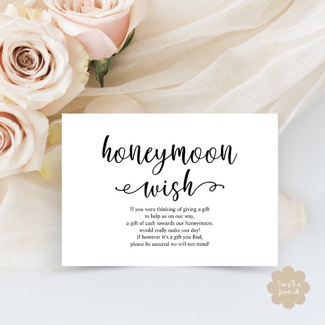 Carte D'accompagnement Scénario noir rustique, Mariage Honeymoon Wish Fun (Wedding Honeymoon Wish Fund Cash Enclosure Card in Black and White)
