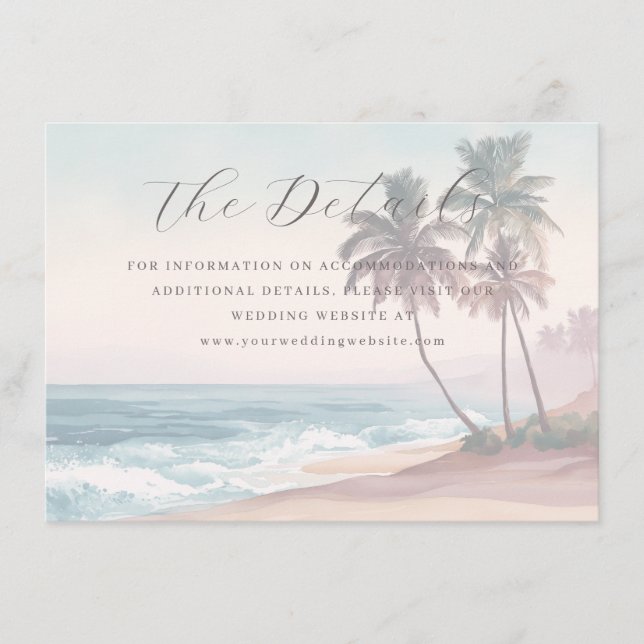 Carte D'accompagnement Scène de plage tropicale pastel romantique (Devant)