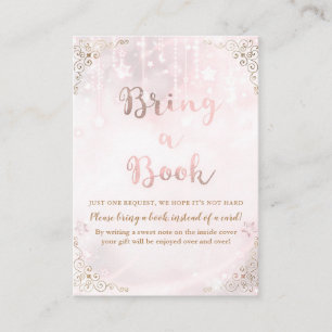 Carte D'accompagnement Scintille Petite Étoile Rose Doré Apporte un Livre