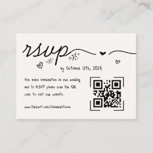Carte D'accompagnement Scribble à main Quirky QR Code RSVP Mariage