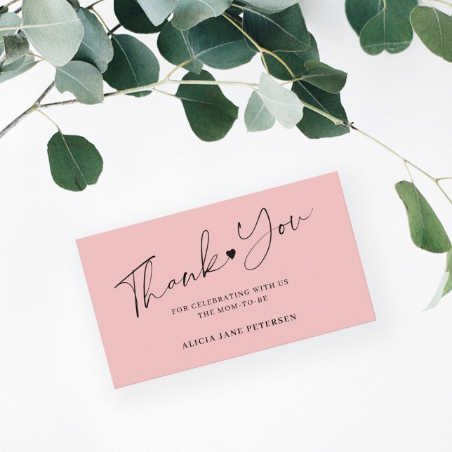 Carte D'accompagnement Script baby shower budget rose merci (Créateur téléchargé)