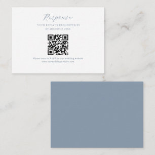 Carte D'accompagnement Script BUDGET Dusty Blue Mariage QR Code Rsvp