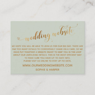 Carte D'accompagnement Script de cœurs dorés sur le site Web de mariage v