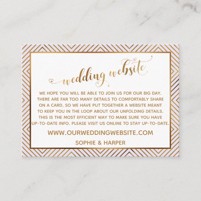 Carte D'accompagnement Script de cœurs dorés sur site Web de mariage lava (Devant)