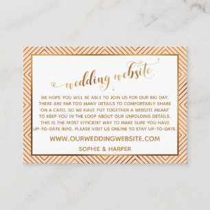 Carte D'accompagnement Script de cœurs dorés sur site Web de mariage rose