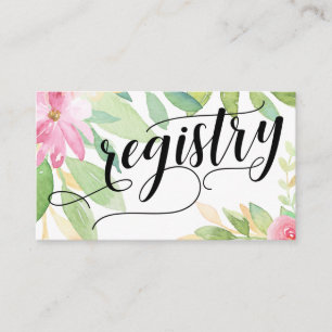 Carte D'accompagnement Script de registre nuptiale Fleurs d'aquarelle col