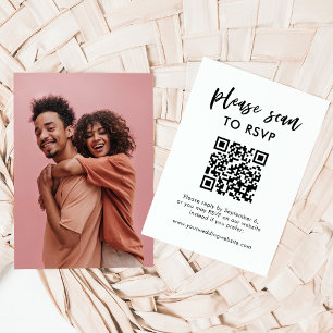 Carte D'accompagnement Script Décontracté RSVP avec code QR et photo