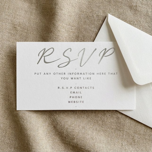 Carte D'accompagnement Script d'effet noir et blanc, RSVP (Black and white script, RSVP Enclosure Card.)