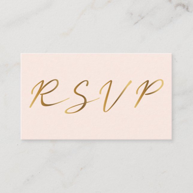 Carte D'accompagnement Script d'effet or, RSVP rose nuptiale (Devant)