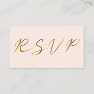 Carte D'accompagnement Script d'effet or, RSVP rose nuptiale