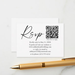 Carte D'accompagnement Script d'encre de calligraphie moderne QR Wedding