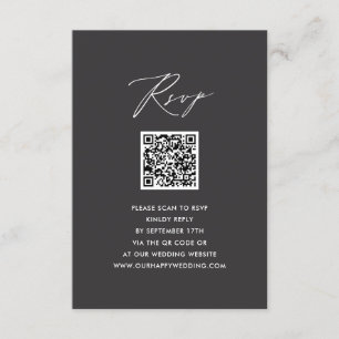 Carte D'accompagnement Script élégant Gris moderne Simple QR Wedding RSVP