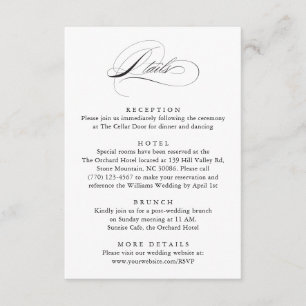 Carte D'accompagnement Script élégant moderne Classic Détails Mariage