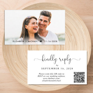 Carte D'accompagnement Script élégant QR Code Mariage RSVP