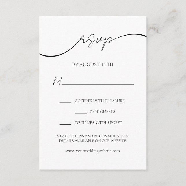 Carte D'accompagnement Script élégant Typographie moderne Mariage RSVP (Devant)