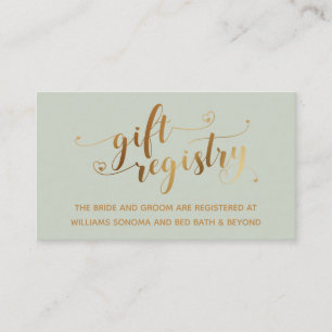 Carte D'accompagnement Script Gold Elegant Hearts, Registre Cadeaux Sage