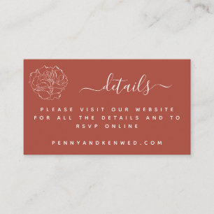 Carte D'accompagnement Script minimal Mariage Floral Terracotta site Web