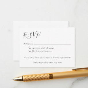 Carte D'accompagnement Script minimaliste Boho Noir Blanc Mariage RSVP