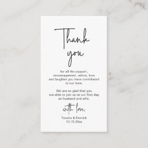 Carte D'accompagnement Script minimaliste moderne, Merci Mariage