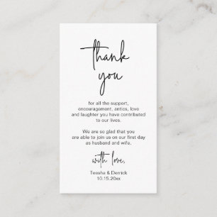 Carte D'accompagnement Script minimaliste moderne, Merci Mariage Enclos