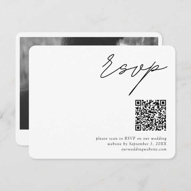 Carte D'accompagnement Script minimaliste QR Code Mariage RSVP (Devant / Derrière)