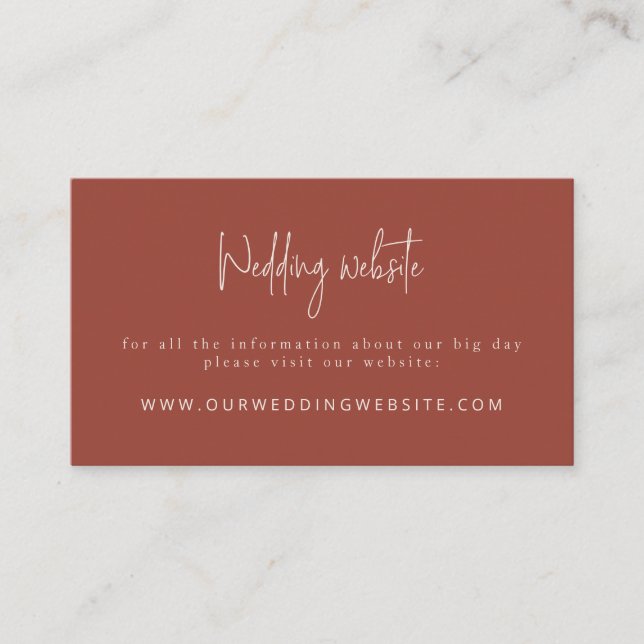 Carte D'accompagnement Script Modern Terracotta & Cream Site Mariage (Devant)