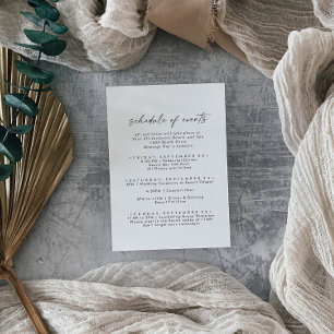 Carte D'accompagnement Script moderne Mariage Week-end Horaire des événem