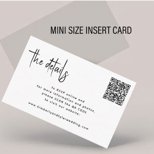 Carte D'accompagnement Script moderne QR CODE moderne RSVP détails mariag