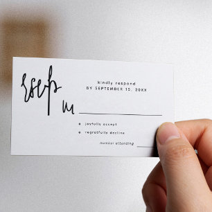 Carte D'accompagnement Script moderne simple mariage rsvp