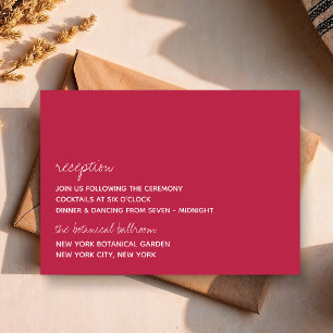 Carte D'accompagnement Script moderne Viva Magenta Mariage minimaliste