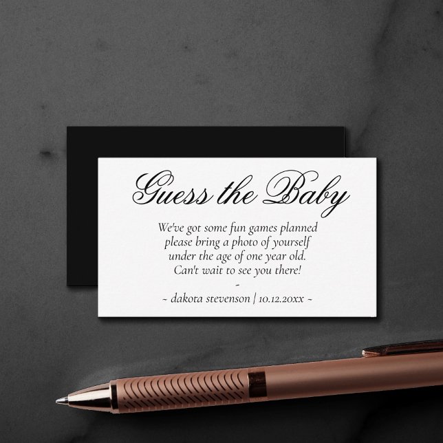 Carte D'accompagnement Script noir élégant | Le Baby shower moderne (Créateur téléchargé)