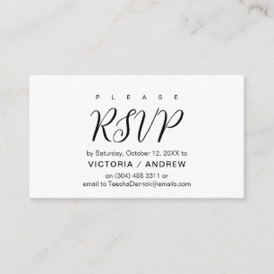 Carte D'accompagnement Script noir esthétique, mariage RSVP réponse