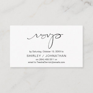 Carte D'accompagnement Script noir minimaliste moderne, mariage RSVP
