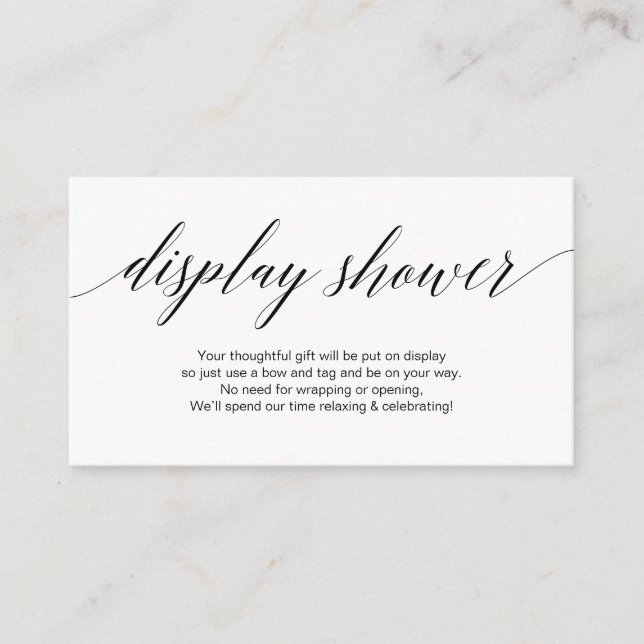 Carte D'accompagnement Script noir moderne, douche d'affichage (Devant)