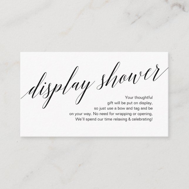 Carte D'accompagnement Script noir moderne, douche d'affichage (Devant)